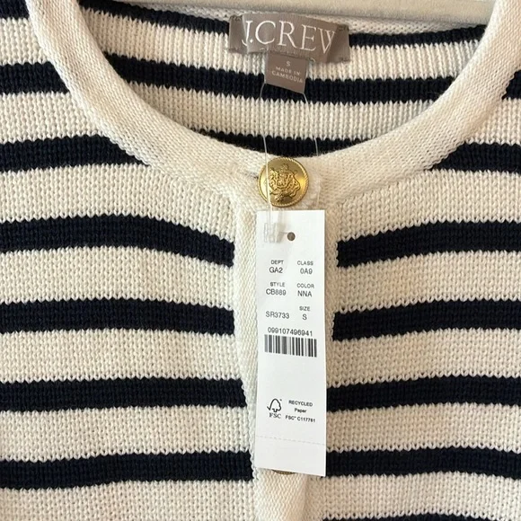 NWT J.Crew New relaxed Emilie sweater lady jacket in stripe Cardigan Sz S - Picture 6 of 9